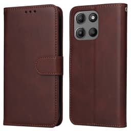 SKALO Motorola Moto G15 4G PU-nahka Lompakkokotelo - Ruskea