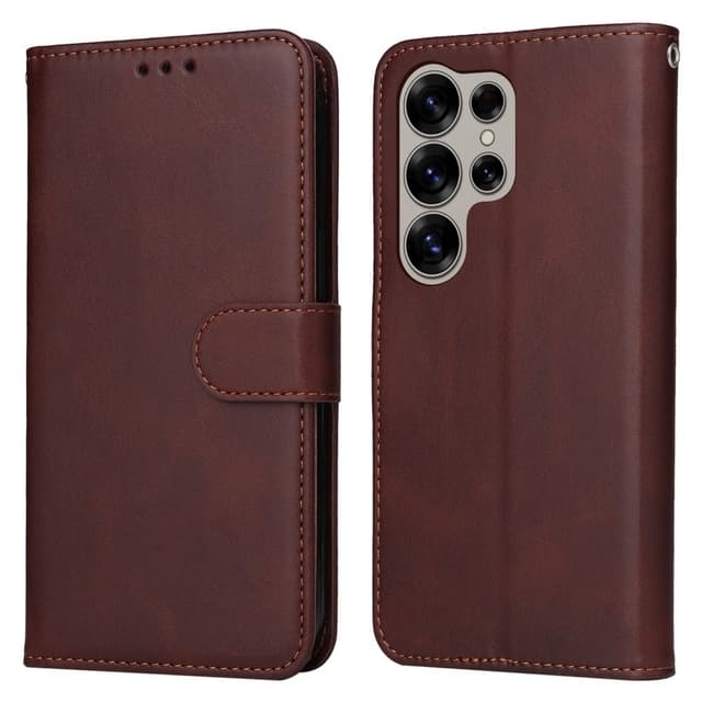 SKALO Samsung S25 Ultra PU-läder Plånboksfodral - Brun