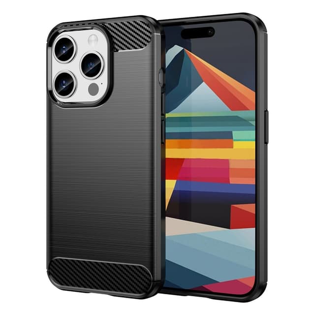 SKALO iPhone 15 Pro Armor Carbon Stødsikker TPU-cover - Sort