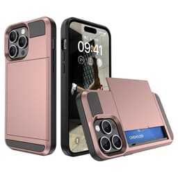 SKALO iPhone 15 Armor Suojakuori korttikotelo - Ruusukulta