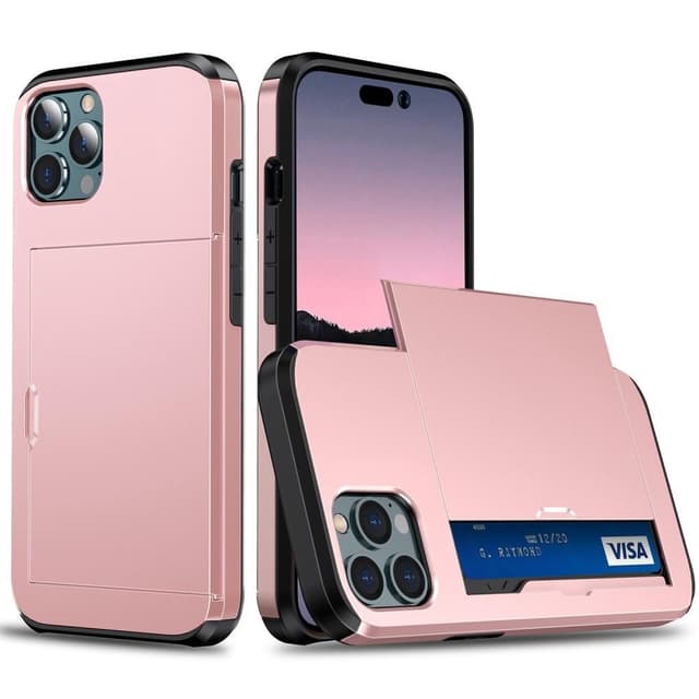 SKALO iPhone 14 Pro Armor Skal Korthållare - Roséguld