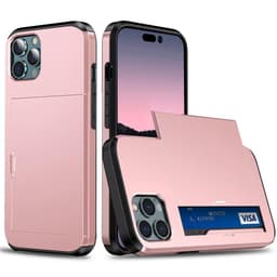 SKALO iPhone 14 Pro Armor Suojakuori korttikotelo - Ruusukulta