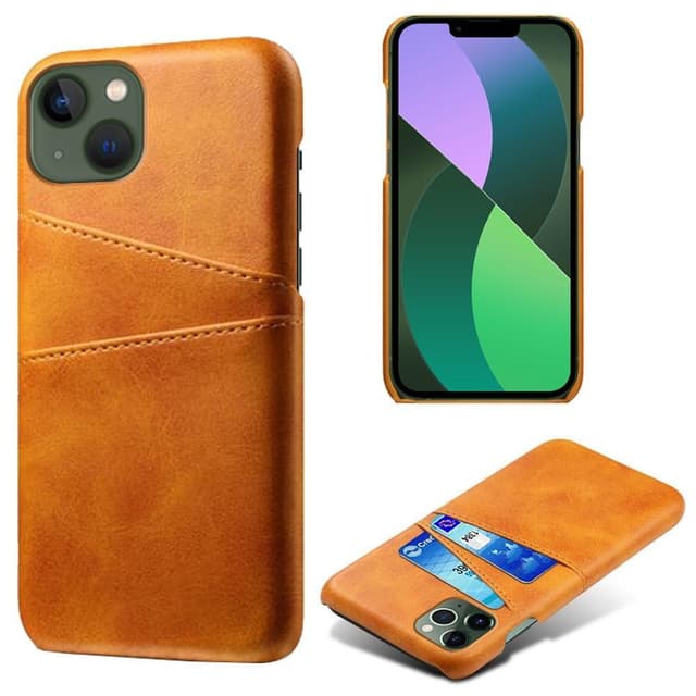 SKALO iPhone 15 PU-Läder Korthållare Skal - Ljusbrun