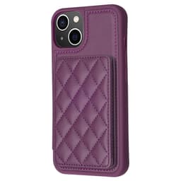 SKALO iPhone 15 Tikattu Suojakuori Lompakolla - Tumman violetti