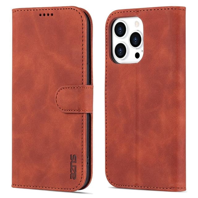 SKALO iPhone 15 Pro AZNS Plånboksfodral - Brun