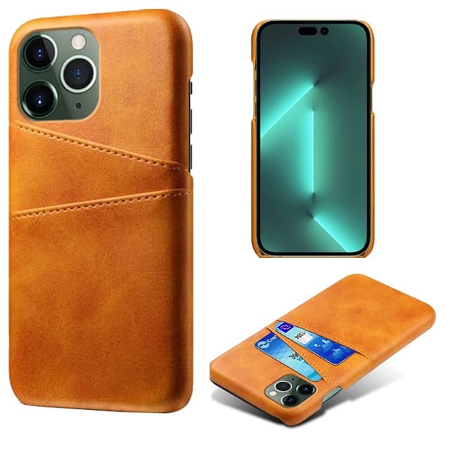 SKALO iPhone 14 Pro PU-Läder Korthållare Skal - Ljusbrun