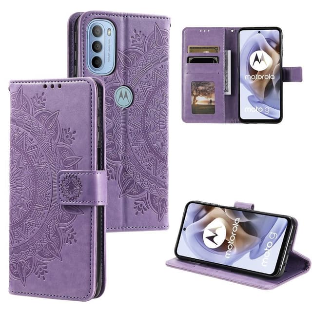 SKALO Moto G31 / G41 Mandala lompakkokotelo - Violetti