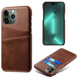 SKALO iPhone 15 Pro PU-læder Kortholder Cover - Brun