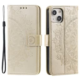 SKALO iPhone 15 Mandala Flip Cover - Guld