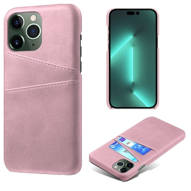 SKALO iPhone 14 Pro PU-nahkainen Korttikotelo - Ruusukulta