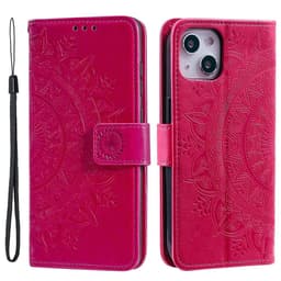SKALO iPhone 15 Mandala lompakkokotelo - Cerise