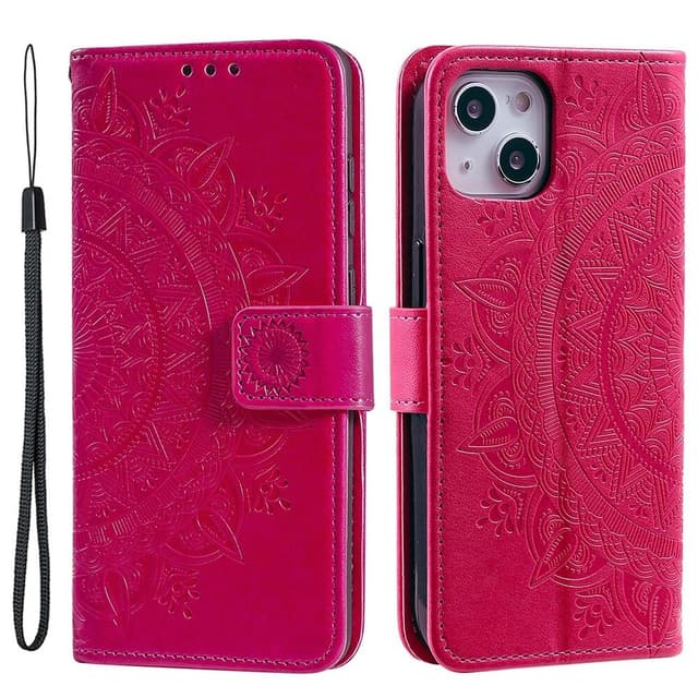 SKALO iPhone 15 Mandala lompakkokotelo - Cerise