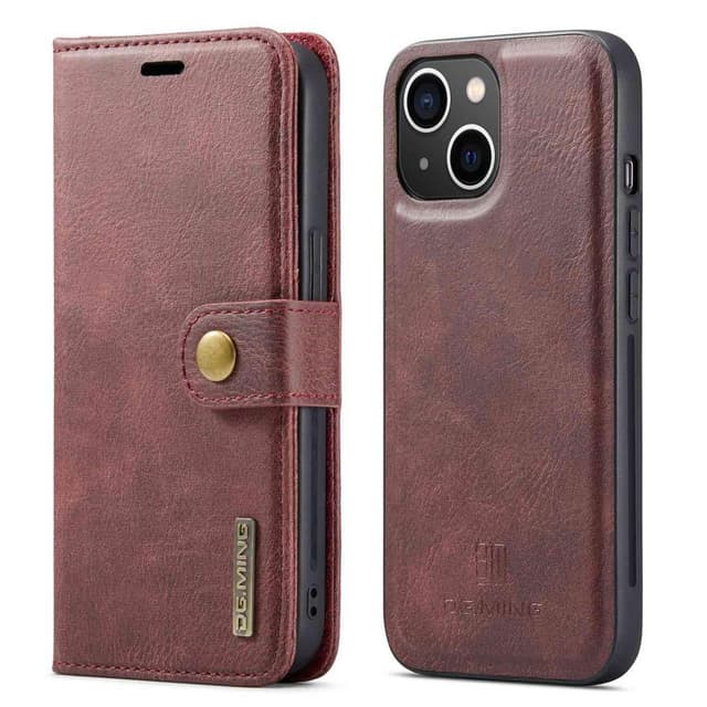 DG MING iPhone 14 Plus 2-i-1 Magnet Plånboksfodral - Röd