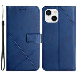 SKALO iPhone 15 PU læderpung med prægning - Blå