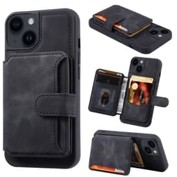 SKALO iPhone 15 Plus PU Läder Skal med Plånbok - Svart