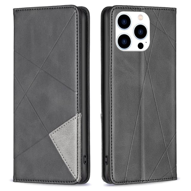 iPhone 15 Pro BINFEN COLOR Embossed Plånboksfodral - Svart