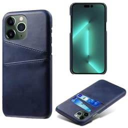 SKALO iPhone 15 Pro PU-Läder Korthållare Skal - Blå
