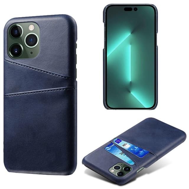 SKALO iPhone 15 Pro PU-læder Kortholder Cover - Blå