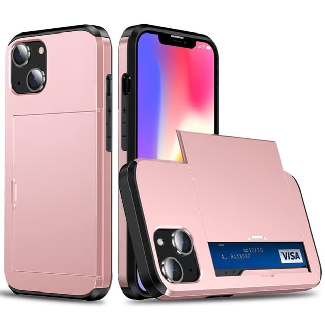 SKALO iPhone 14 Plus Armor Suojakuori korttikotelo - Ruusukulta