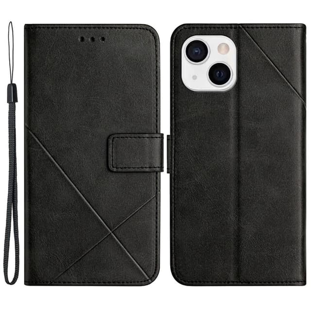 SKALO iPhone 15 Embossed Plånboksfodral i PU-Läder - Svart