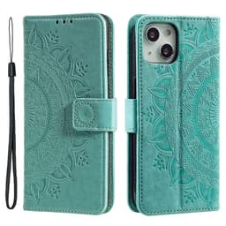 SKALO iPhone 15 Mandala Plånboksfodral - Turkos