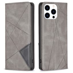 iPhone 15 Pro BINFEN COLOR Præget Flip Cover - Grå