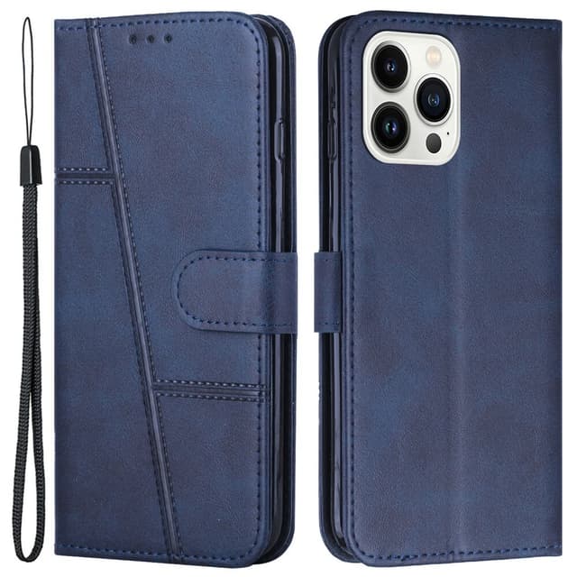 SKALO iPhone 15 Pro Embossed Triangle Flip Cover - Blå