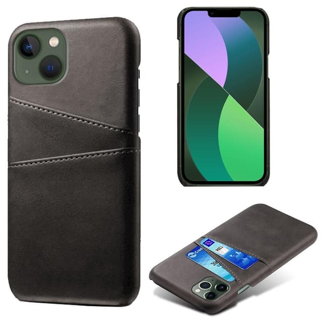 SKALO iPhone 15 PU-Läder Korthållare Skal - Svart