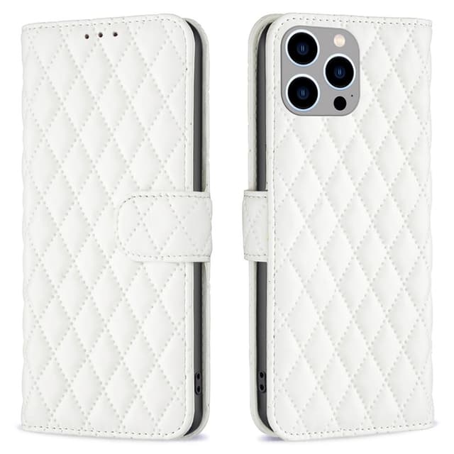 SKALO iPhone 15 Pro BINFEN COLOR Quiltat Plånbok - Vit