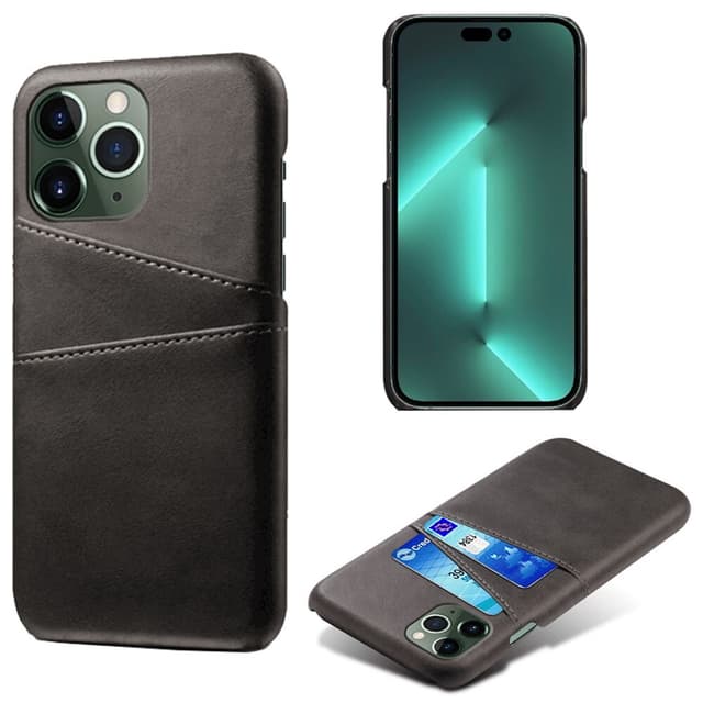 SKALO iPhone 15 Pro PU-læder Kortholder Cover - Sort
