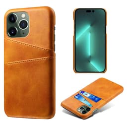 SKALO iPhone 14 Pro Max PU-nahkainen Korttikotelo - Vaaleanruskea