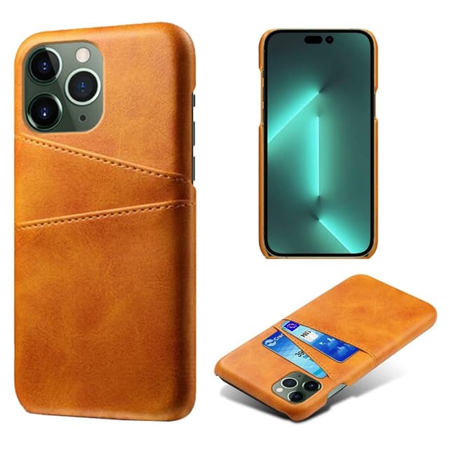 SKALO iPhone 14 Pro Max PU-nahkainen Korttikotelo - Vaaleanruskea