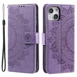 SKALO iPhone 15 Mandala lompakkokotelo - Violetti