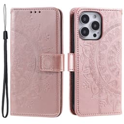 SKALO iPhone 15 Pro Mandala Flip Cover - Rosa guld