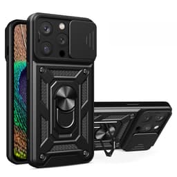 SKALO iPhone 15 Pro Armor Hybrid Metallring Kameraslider - Svart