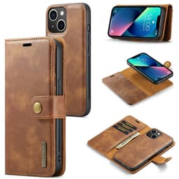 DG MING iPhone 15 2-i-1 Magnet Plånboksfodral - Brun