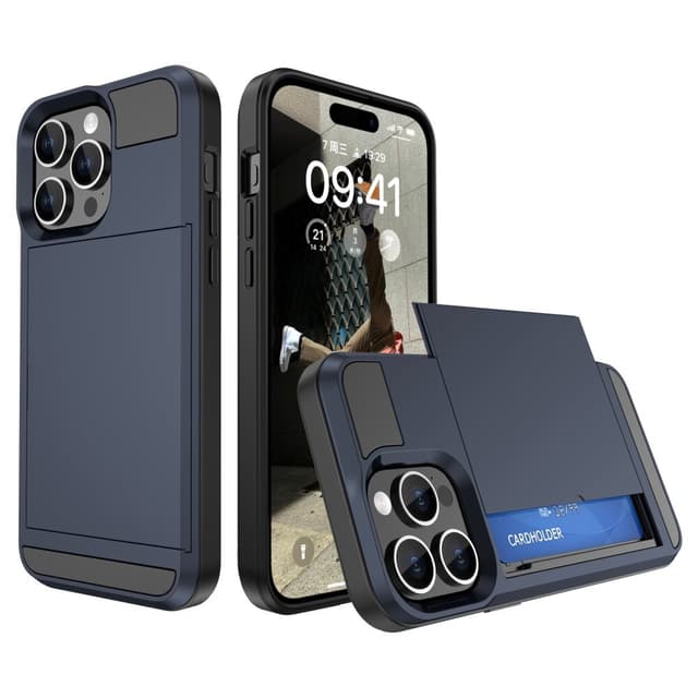 SKALO iPhone 15 Armor Skal Korthållare - Blå