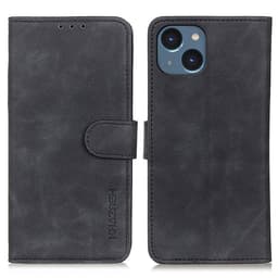 SKALO iPhone 15 KHAZNEH Lompakkokotelo PU-nahasta - Musta