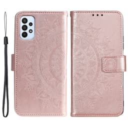 SKALO Samsung A23 5G Mandala lompakkokotelo - Ruusukulta