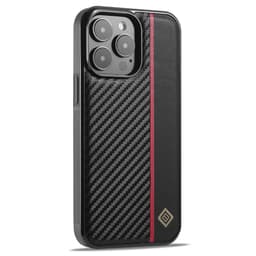 SKALO iPhone 15 Pro Max LC.IMEEKE Carbon Fiber PU-Läder Skal - Svart