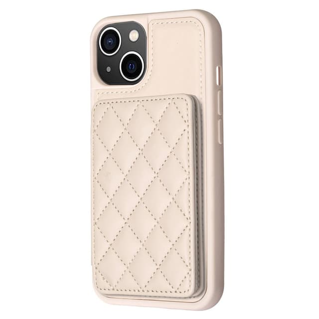 SKALO iPhone 15 Quiltat Skal med Plånbok - Beige