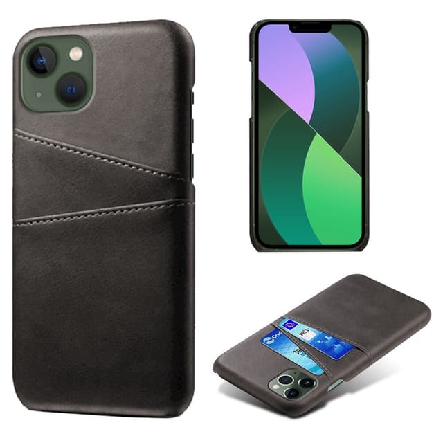 SKALO iPhone 14 PU-Läder Korthållare Skal - Svart