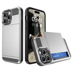 SKALO iPhone 15 Armor Cover kortholder - Sølv