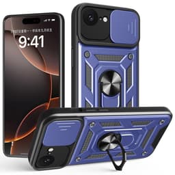 SKALO iPhone 16e Armor Metallring Kameraslider Cover - Blå