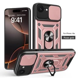 SKALO iPhone 16e Armor Metallring Kameraslider Cover - Rosa guld