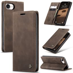 CaseMe iPhone 16e 013 Series PU-Læder Flip Cover - Mørkebrun