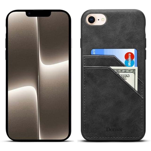 SKALO iPhone 16e PU-læder cover med dobbelt kortspor Cover - Sort