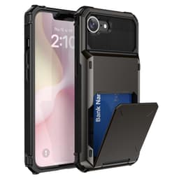 För iPhone 17e / 16e Skal PC+TPU Dubbellager Baksida med Kortfack – Svart