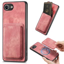 SKALO iPhone 16e PU-læder magnetisk kortholder Cover - Pink