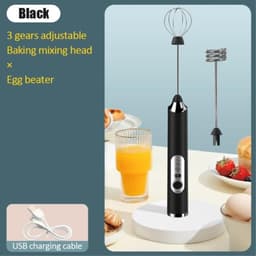 Melkeskummer Automatisk melkeskum Eggvisp Oppladbar Svart